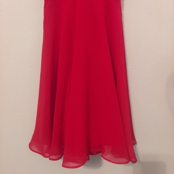 Bebe NEW Cross Back Chiffon Skater Dress Red Size 4 - Picture 7 of 17